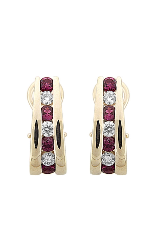 14K Yellow Gold Gemstone and Hoop Earring 001-210-00043