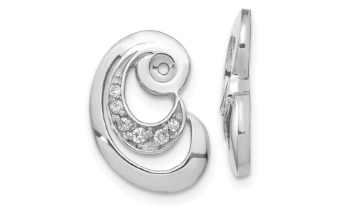 A pair of distinctive white gold earring jackets with diamond details, available at Bob Richards Jewelers. A pair of distinctive white gold earring jackets with diamond details, available at Bob Richards Jewelers.